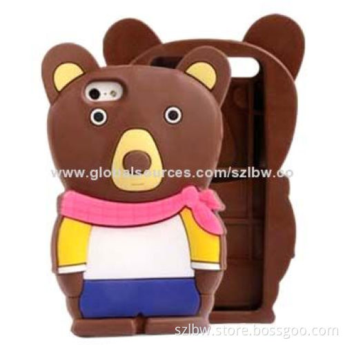 Newest Cute Cartoon Silicone Cases for iPhone 5/5S, 3D Cover Bear Design